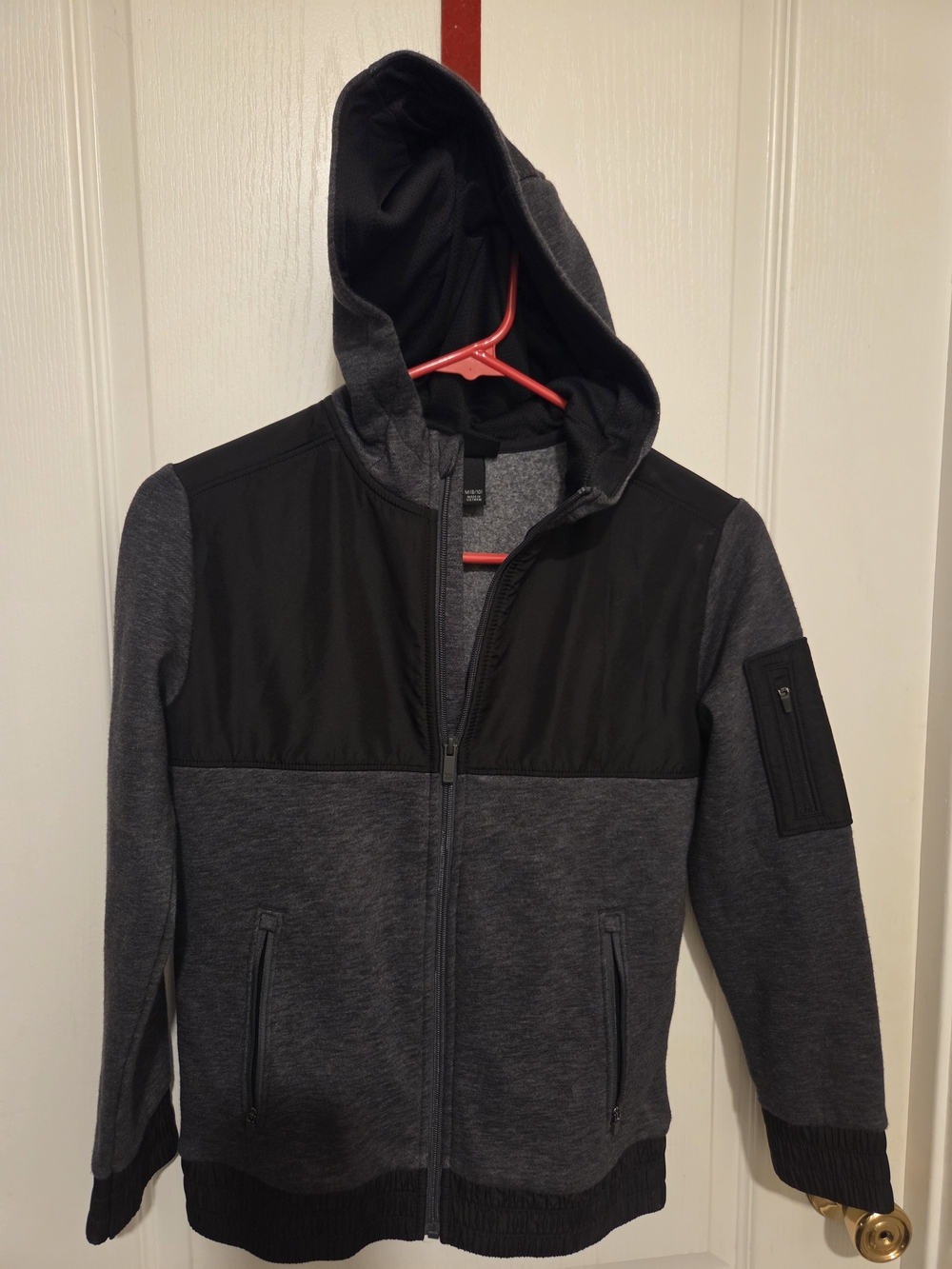 Men's Hooded Zip Jacket - Charcoal & Black